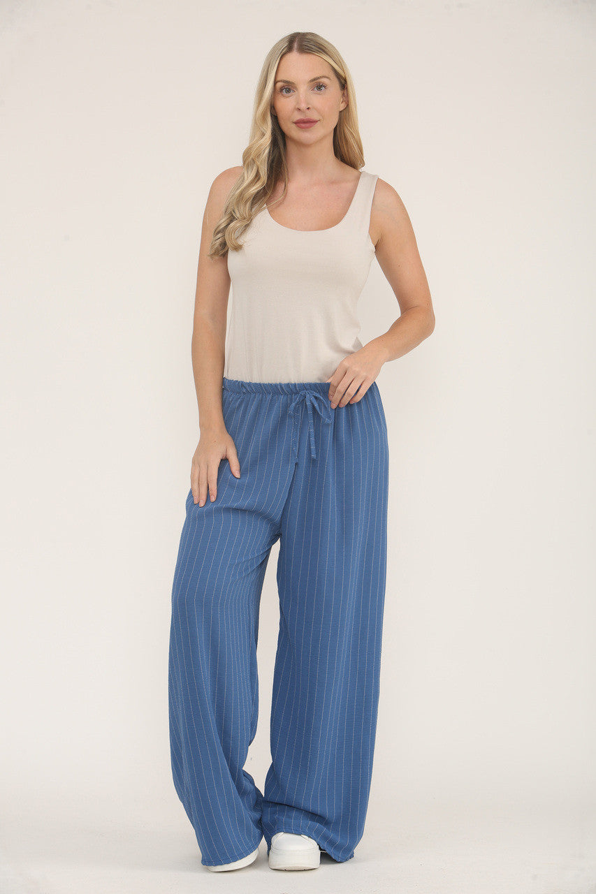 PINSTRIPE PRINT TROUSERS - DENIM