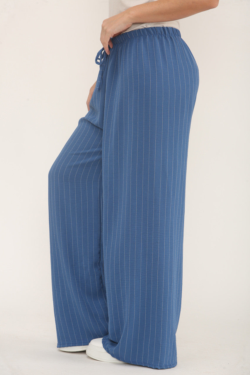 PINSTRIPE PRINT TROUSERS - DENIM