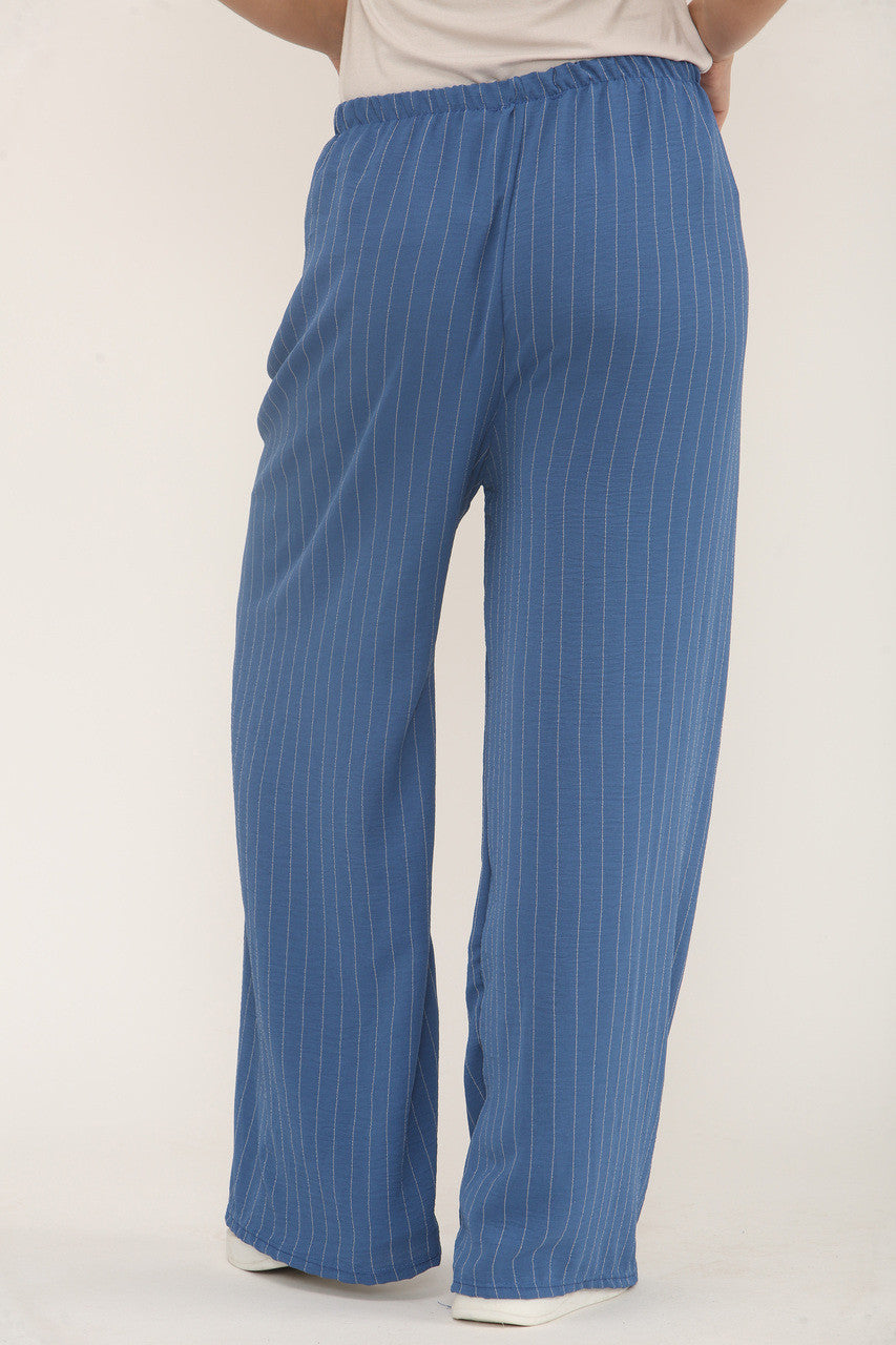 PINSTRIPE PRINT TROUSERS - DENIM