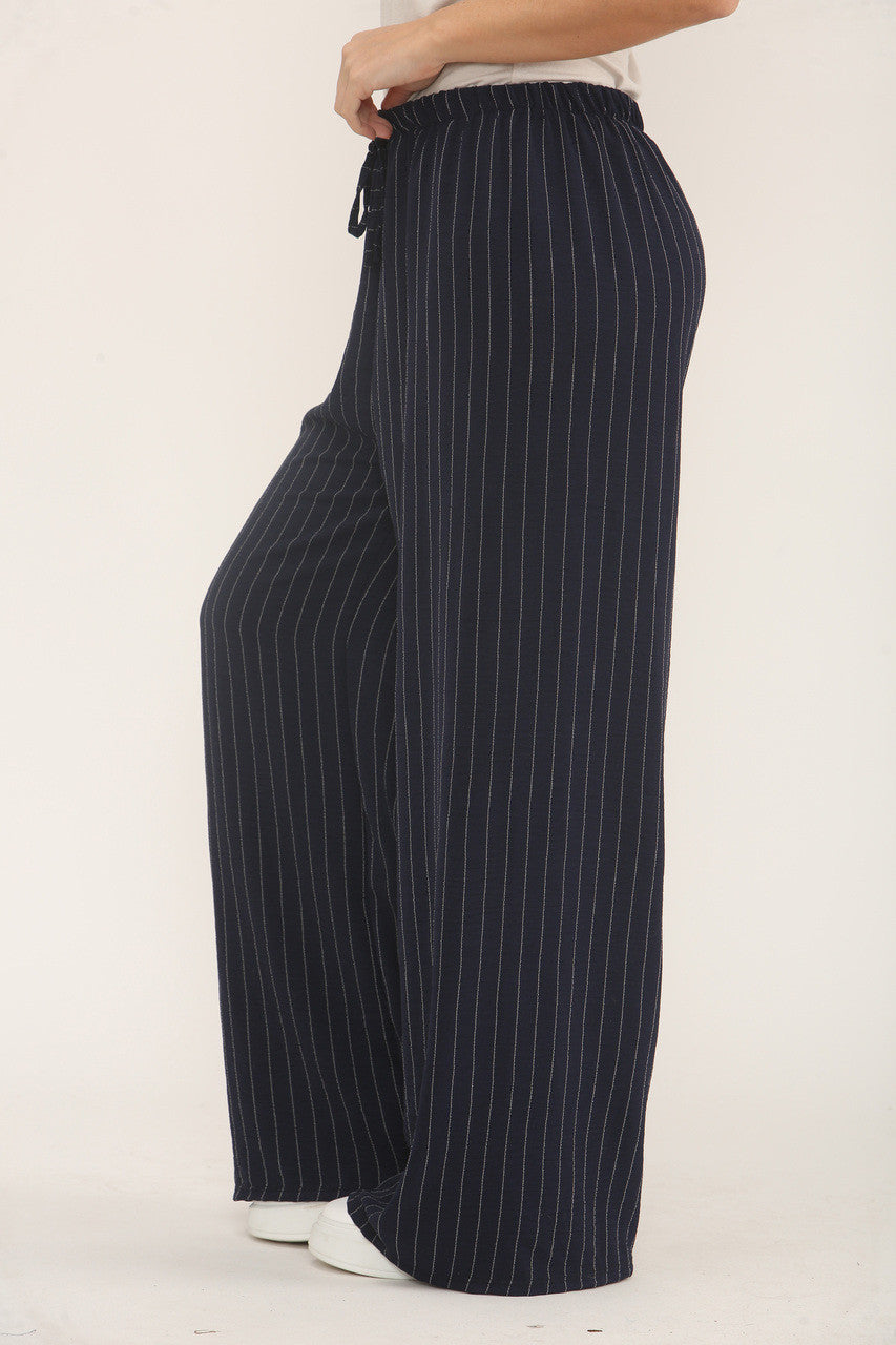 PINSTRIPE PRINT TROUSERS - NAVY