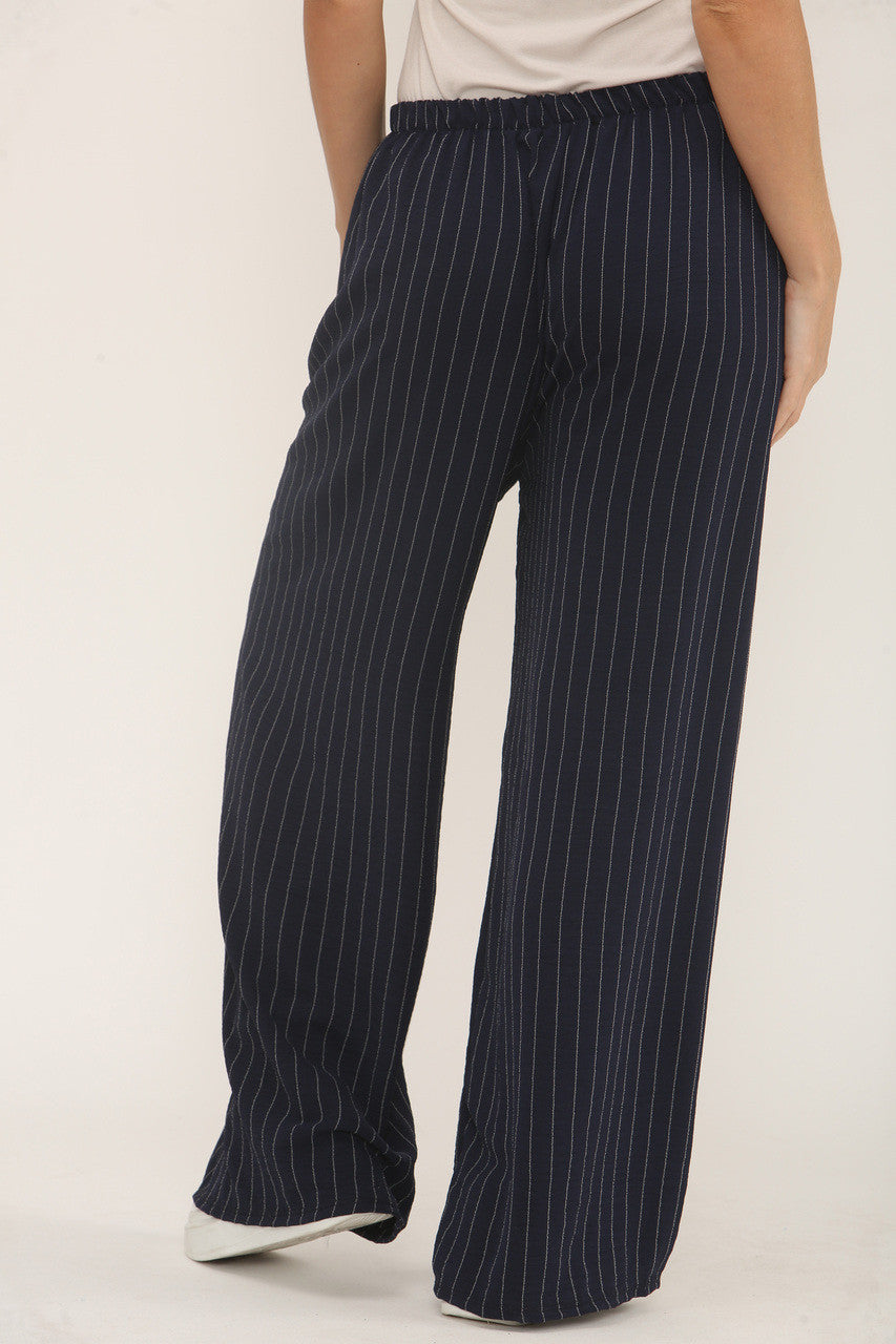 PINSTRIPE PRINT TROUSERS - NAVY