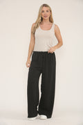PINSTRIPE PRINT TROUSERS - BLACK