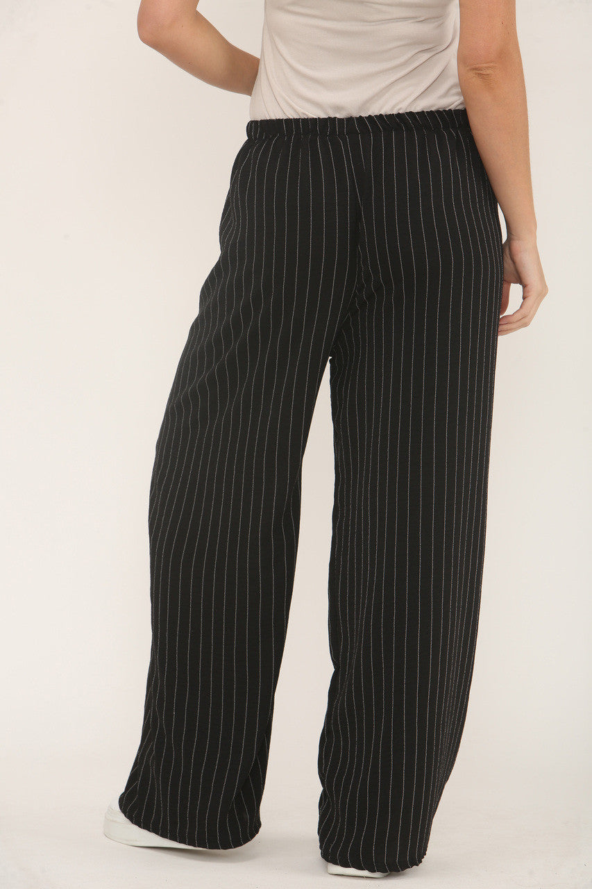 PINSTRIPE PRINT TROUSERS - BLACK