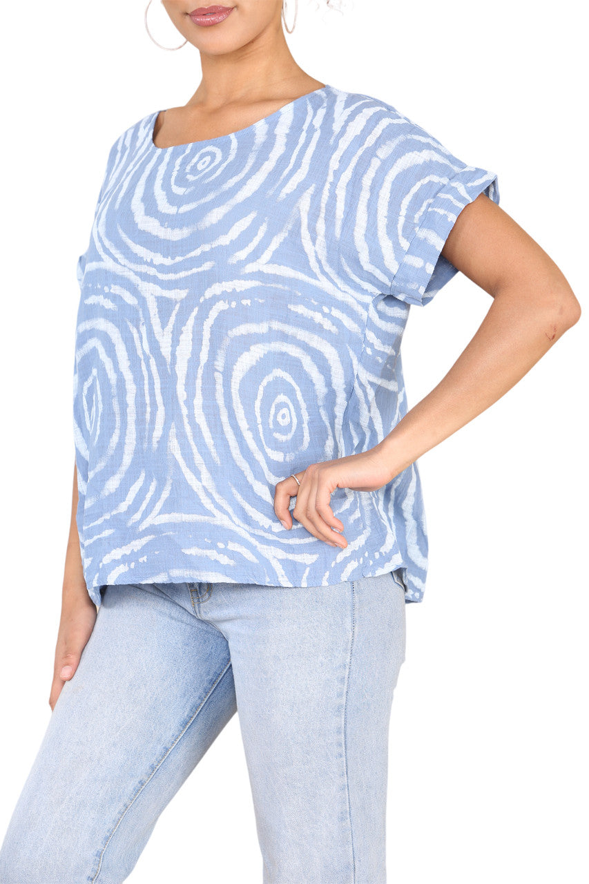 Ladies Swirls Print Top Denim