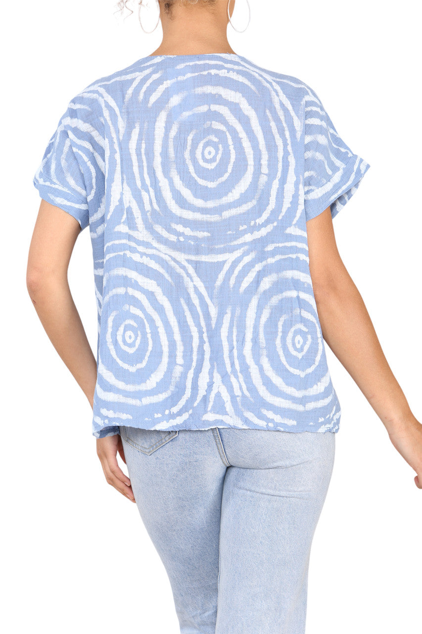 Ladies Swirls Print Top Denim