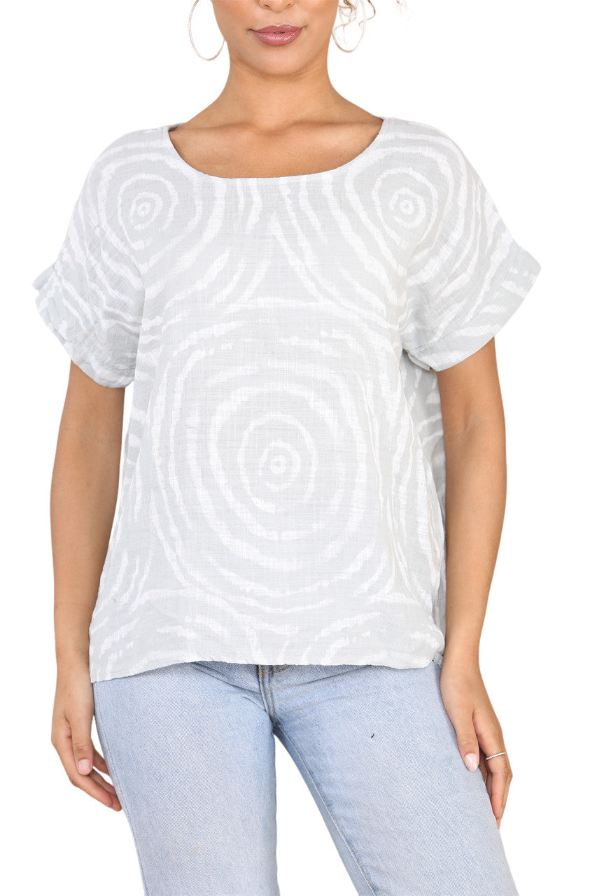 Ladies Swirls Print Top Silver