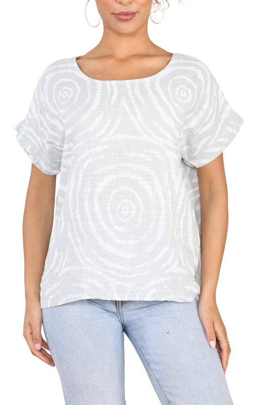 Ladies Swirls Print Top Silver