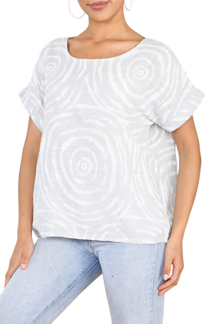 Ladies Swirls Print Top Silver