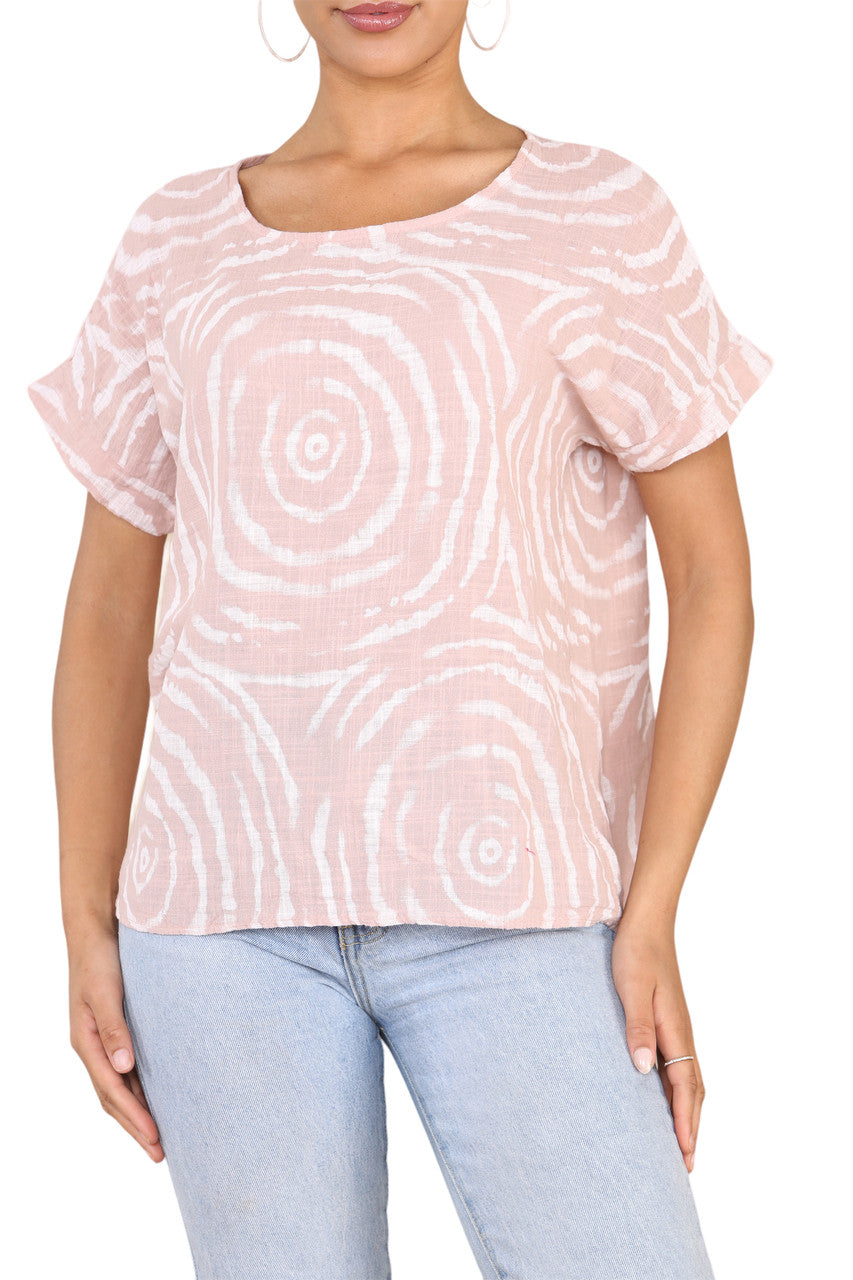 Dames Top met Wervelprint Stofroze