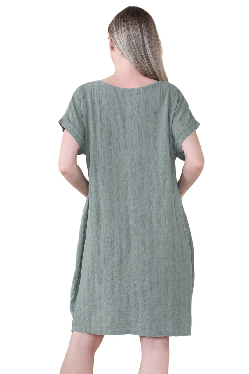 Vlinder Paardenbloem Graphic Midi Jurk Kaki