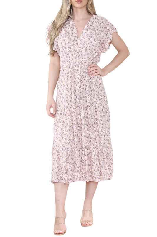 DITSY FLORAL MIDAXI DRESS DUSTY PINK