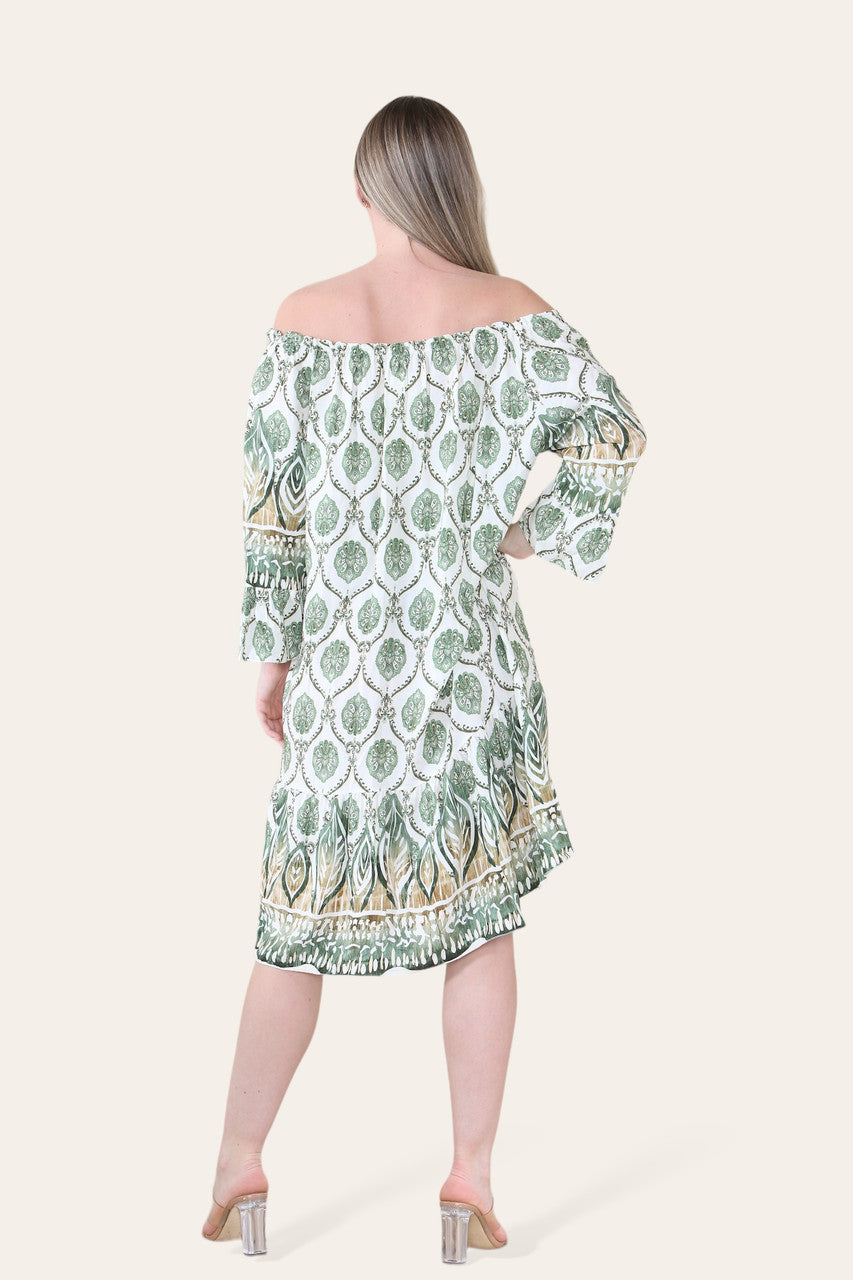 ART NOUVEAU PRINT BARDOT JURK KAKI