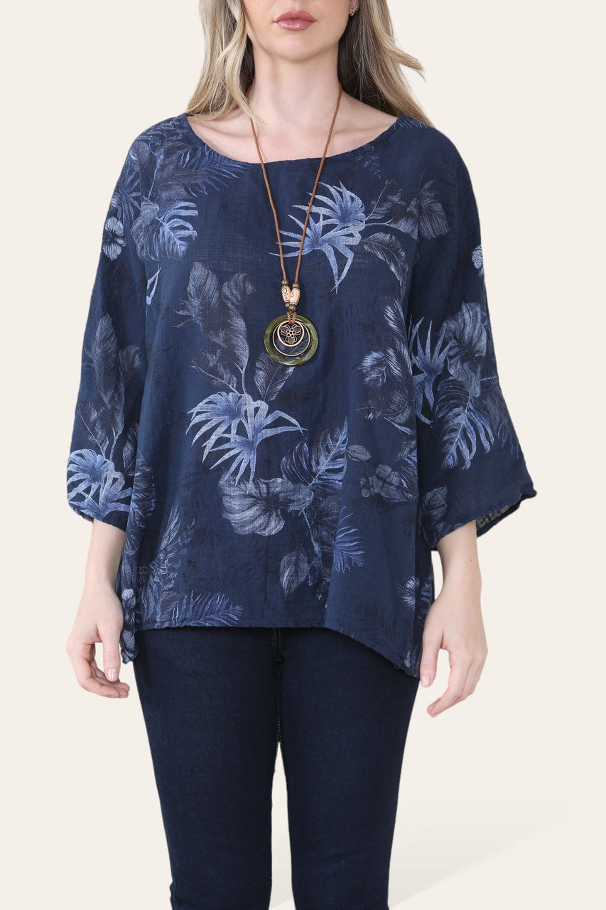 TOP MET BLADPRINT - NAVY