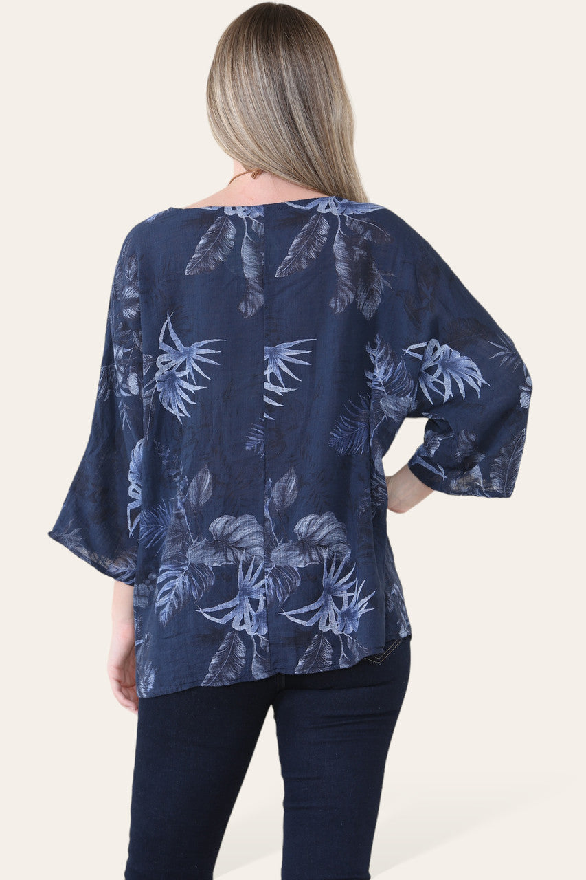 TOP MET BLADPRINT - NAVY