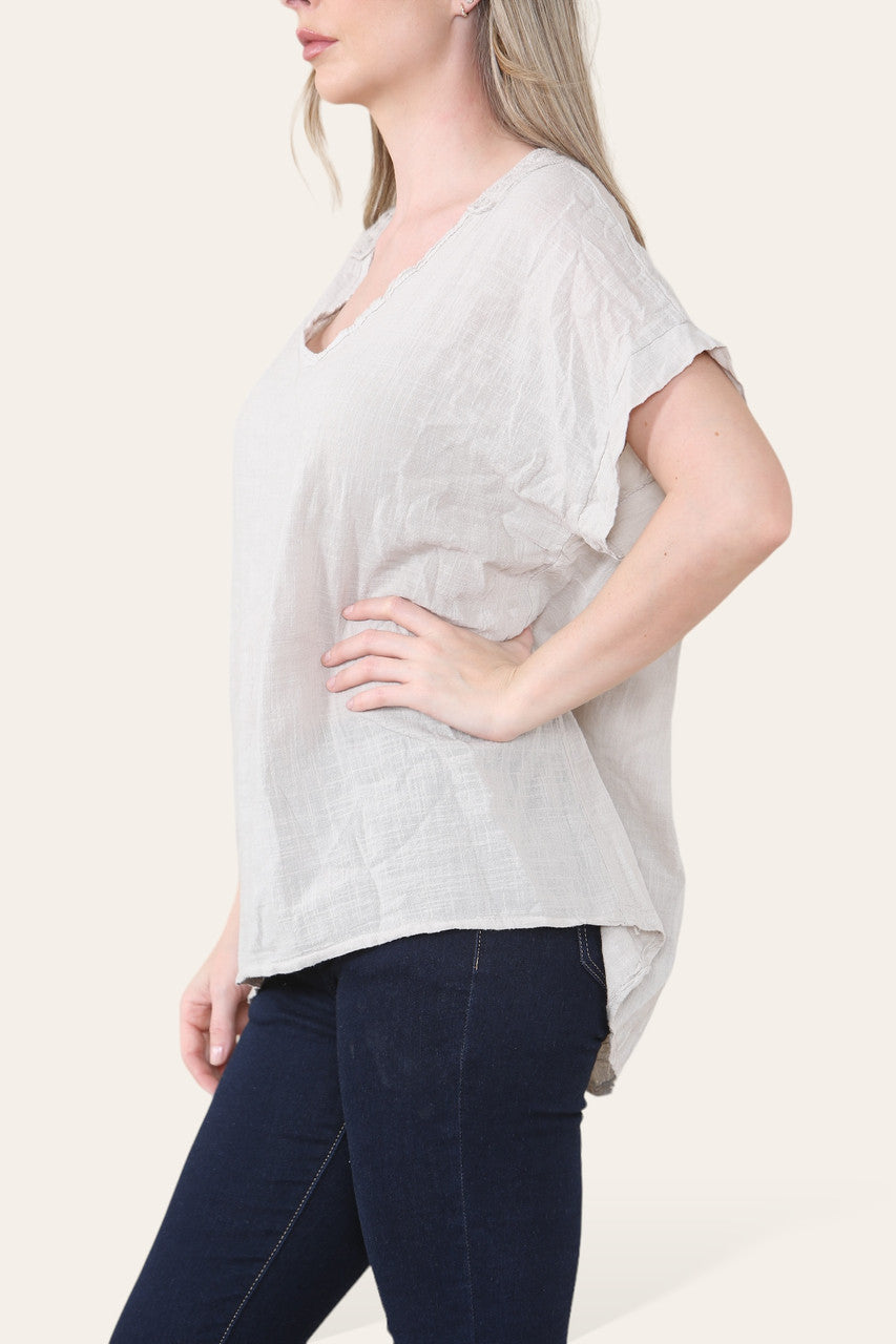 TOP MET GEHAAKTE DETAILS OP DE RUG, STEENKLEURIG