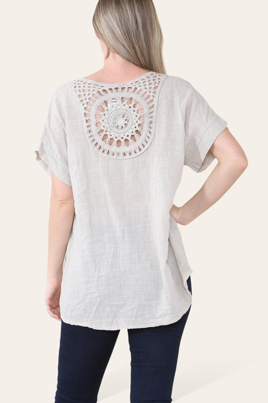 CROCHET DETAIL BACK TOP STONE
