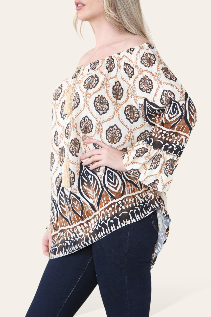 ART NOVEU PRINT BARDOT BLOUSE TOP BACK