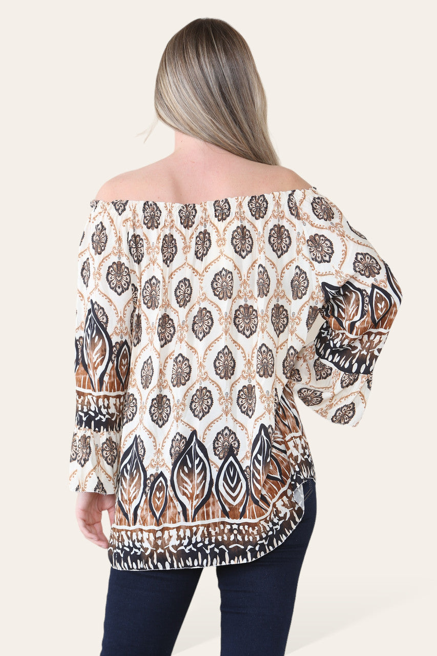 ART NOVEU PRINT BARDOT BLOUSE TOP BACK