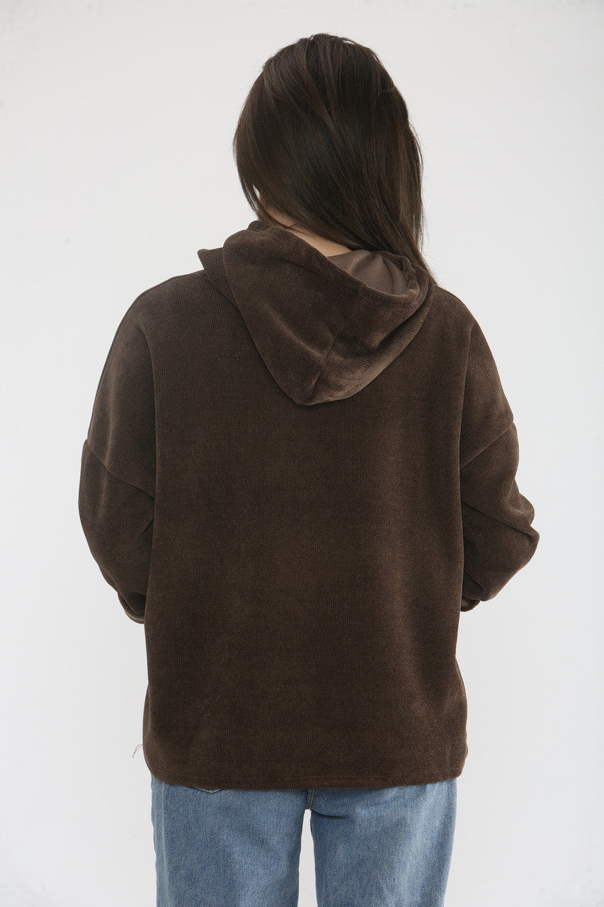 CAPUCHONTOP VAN CORDUROY - BRUIN
