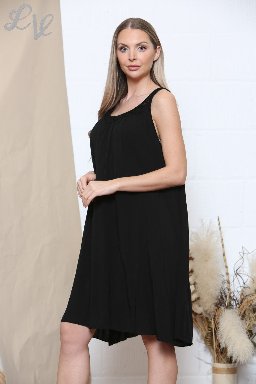 Ladies Sleeveless Swing Dress Black
