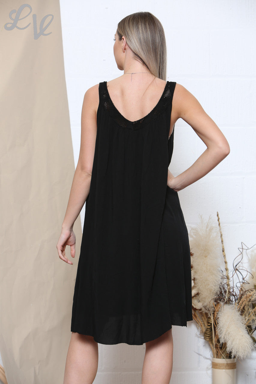 Ladies Sleeveless Swing Dress Black
