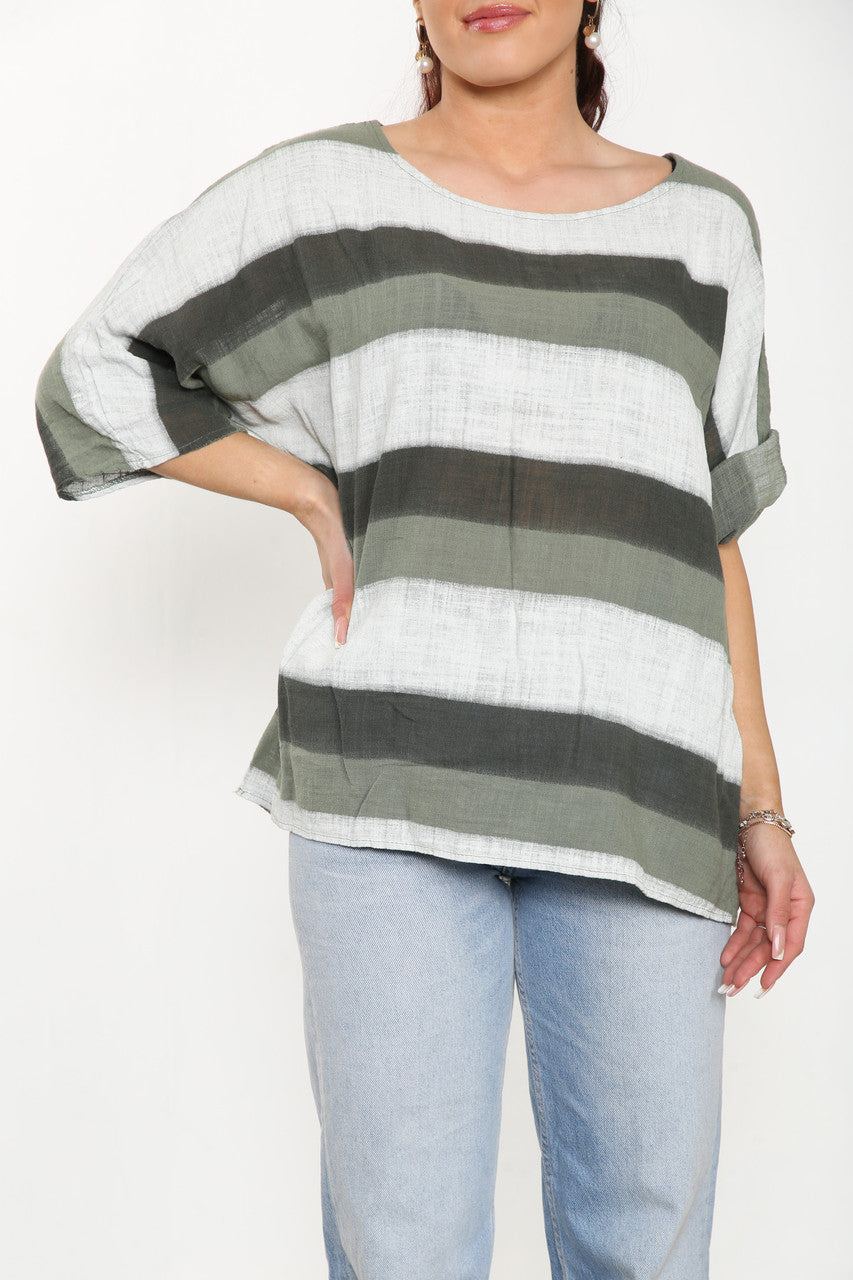 Ladies Ombre Tie Dye Top Khaki