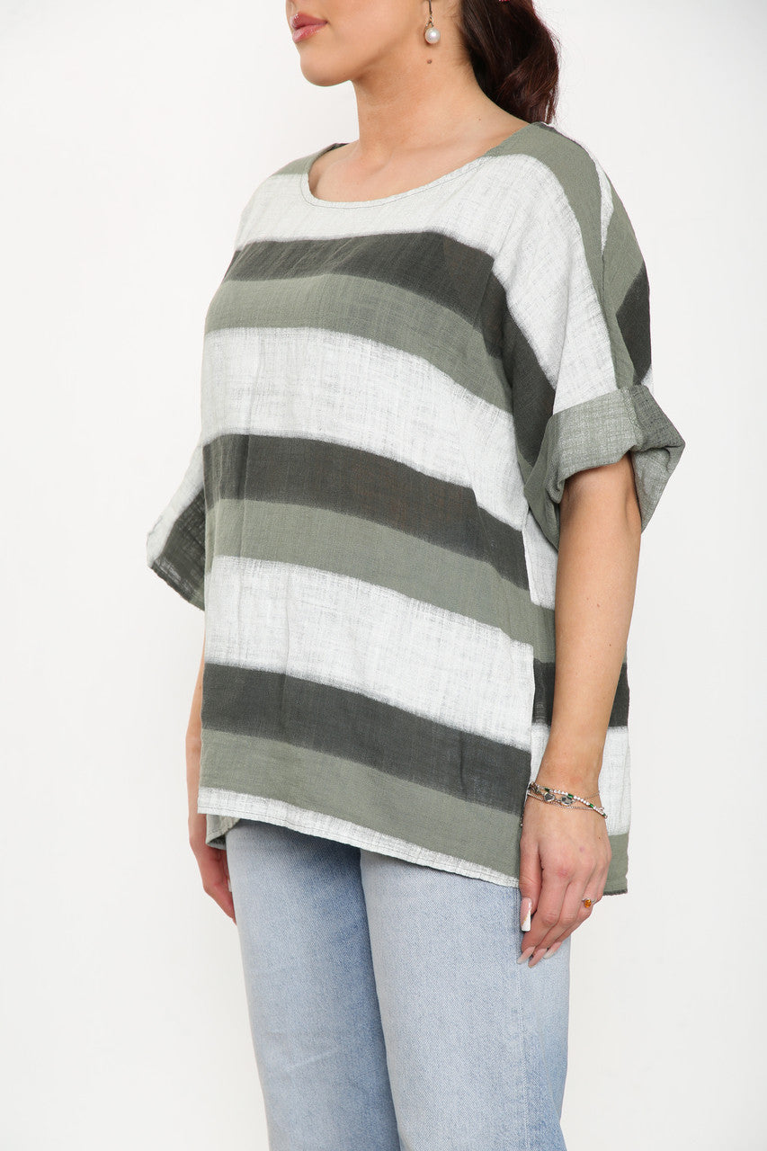 Ladies Ombre Tie Dye Top Khaki