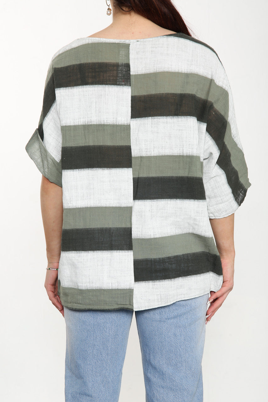 Ladies Ombre Tie Dye Top Khaki
