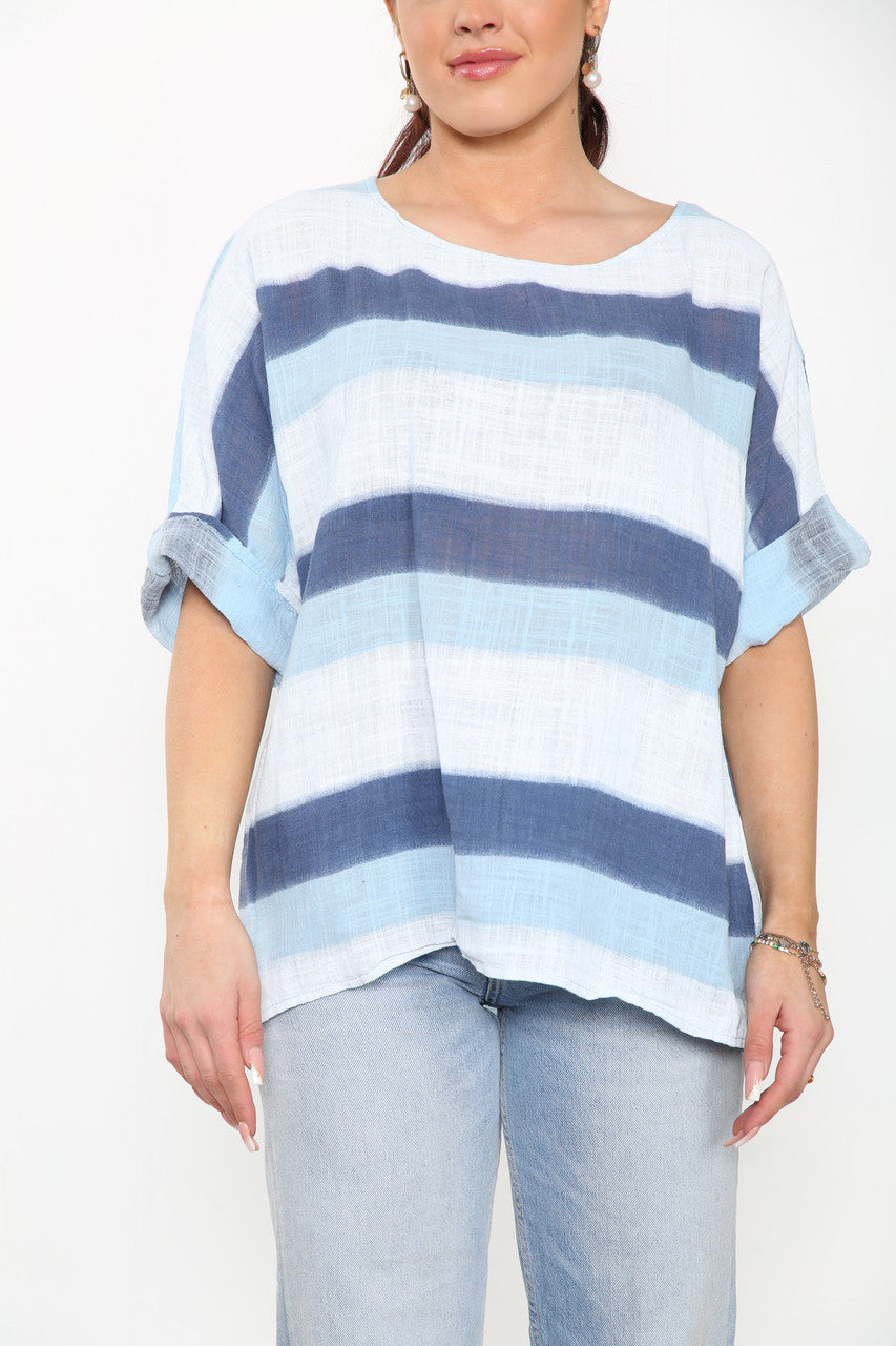Ladies Ombre Tie Dye Top Sky Blue
