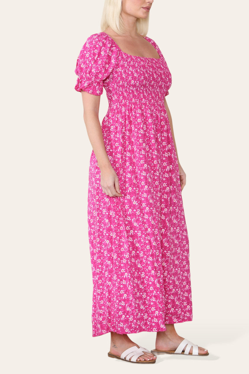 BLOEMEN BARDOT MAXIJURK CERISE