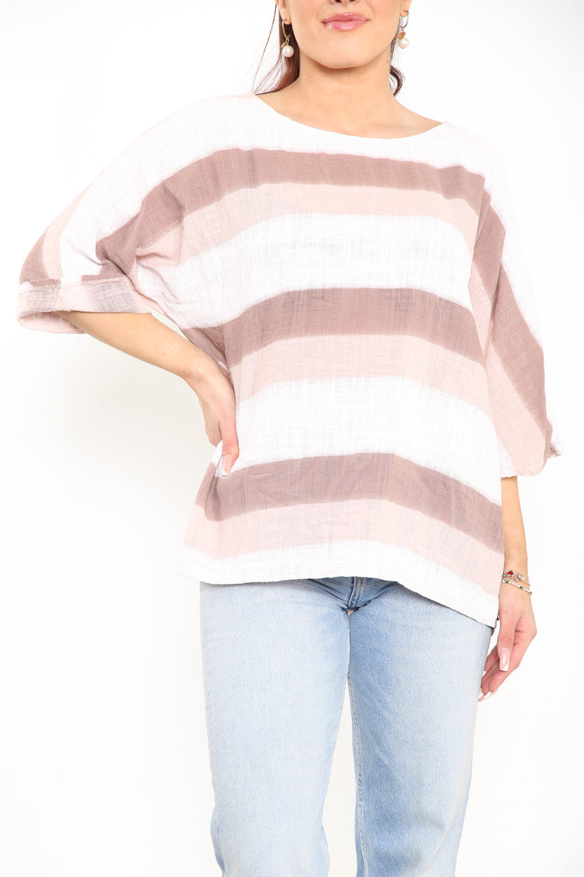 Ladies Ombre Tie Dye Top Dusty Pink