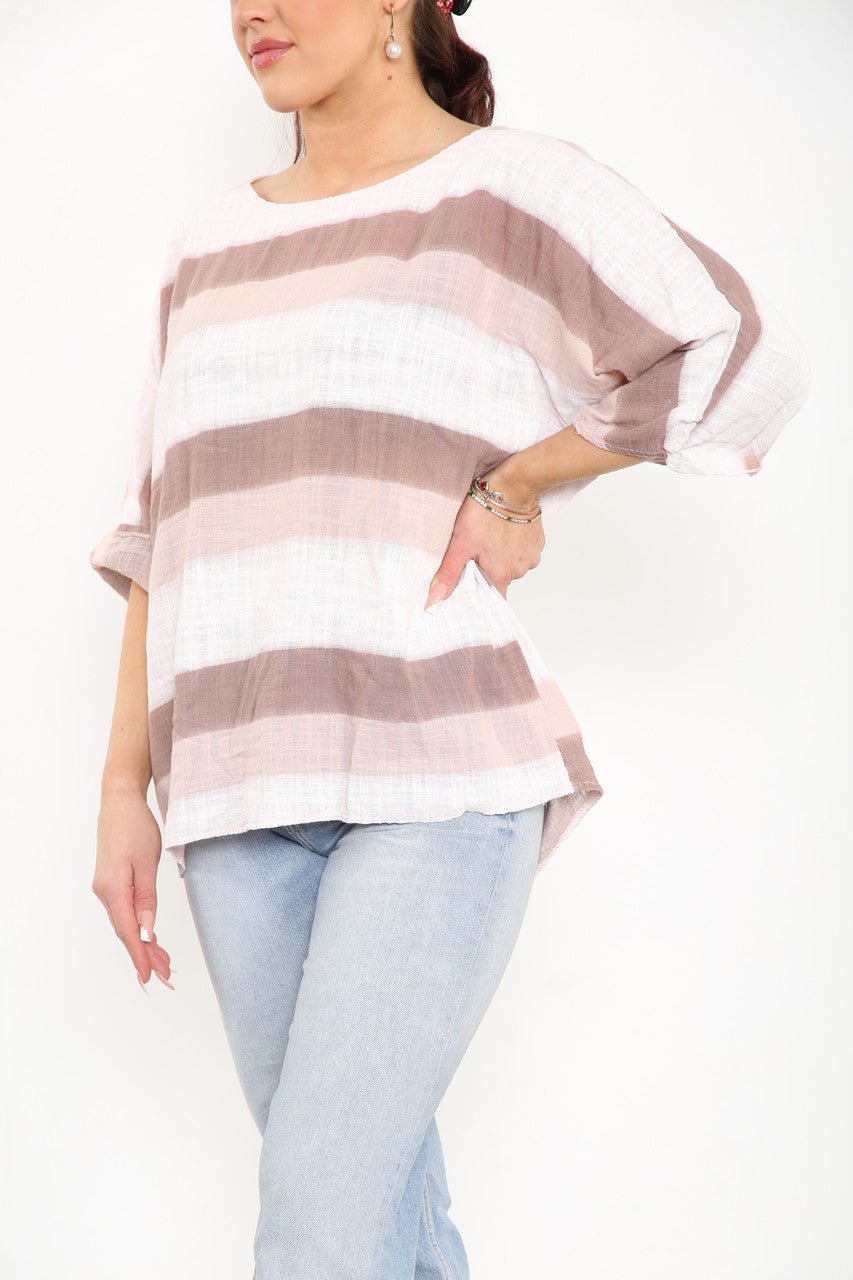 Ladies Ombre Tie Dye Top Dusty Pink