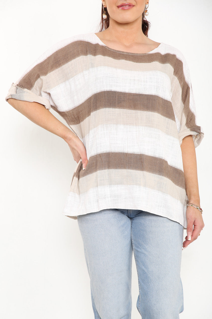 Ladies Ombre Tie Dye Top Stone
