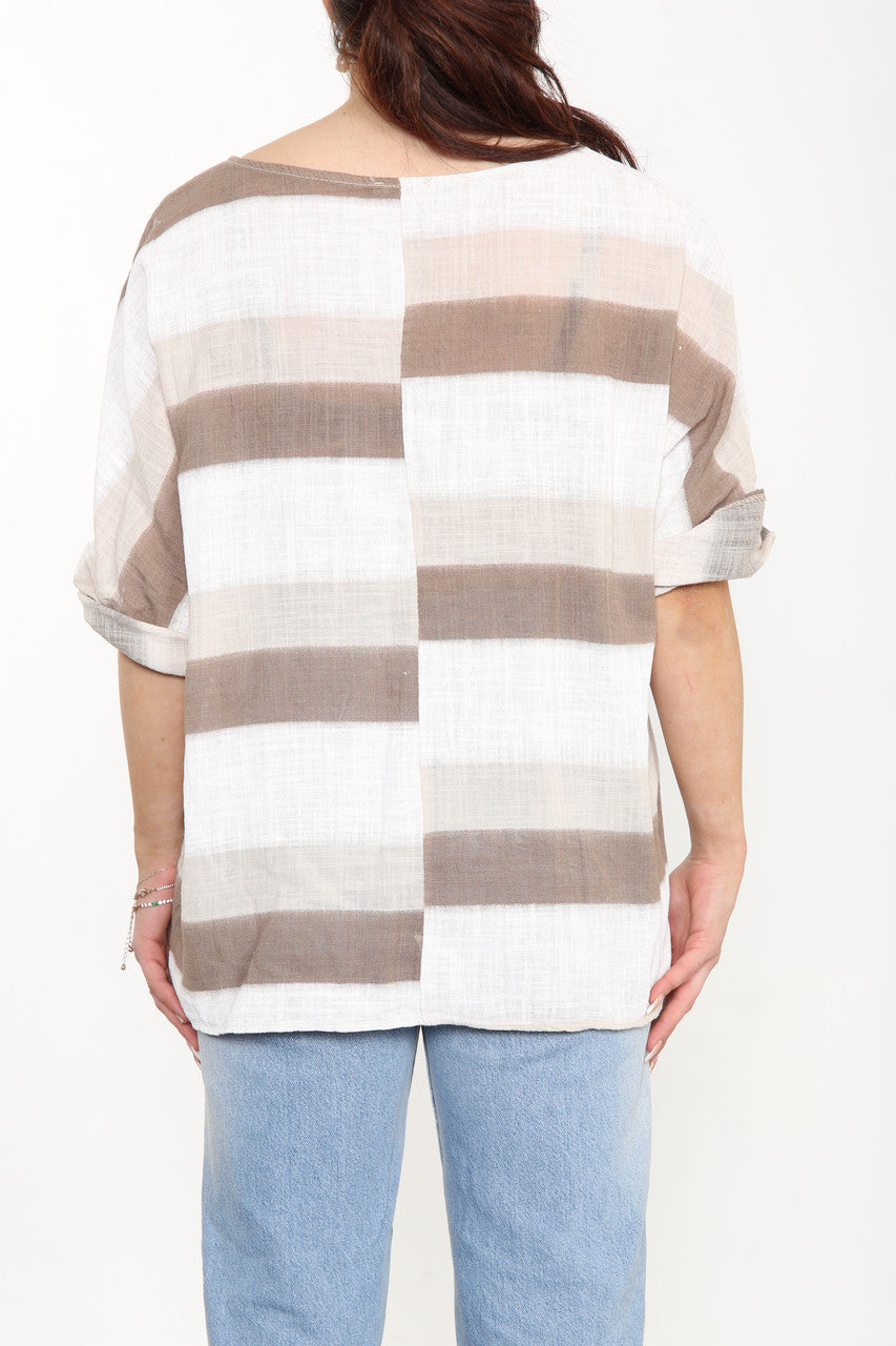 Ladies Ombre Tie Dye Top Stone