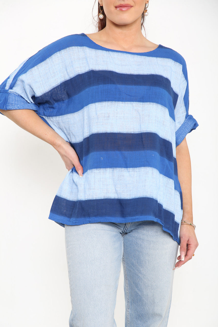 Ladies Ombre Tie Dye Top Royal Blue