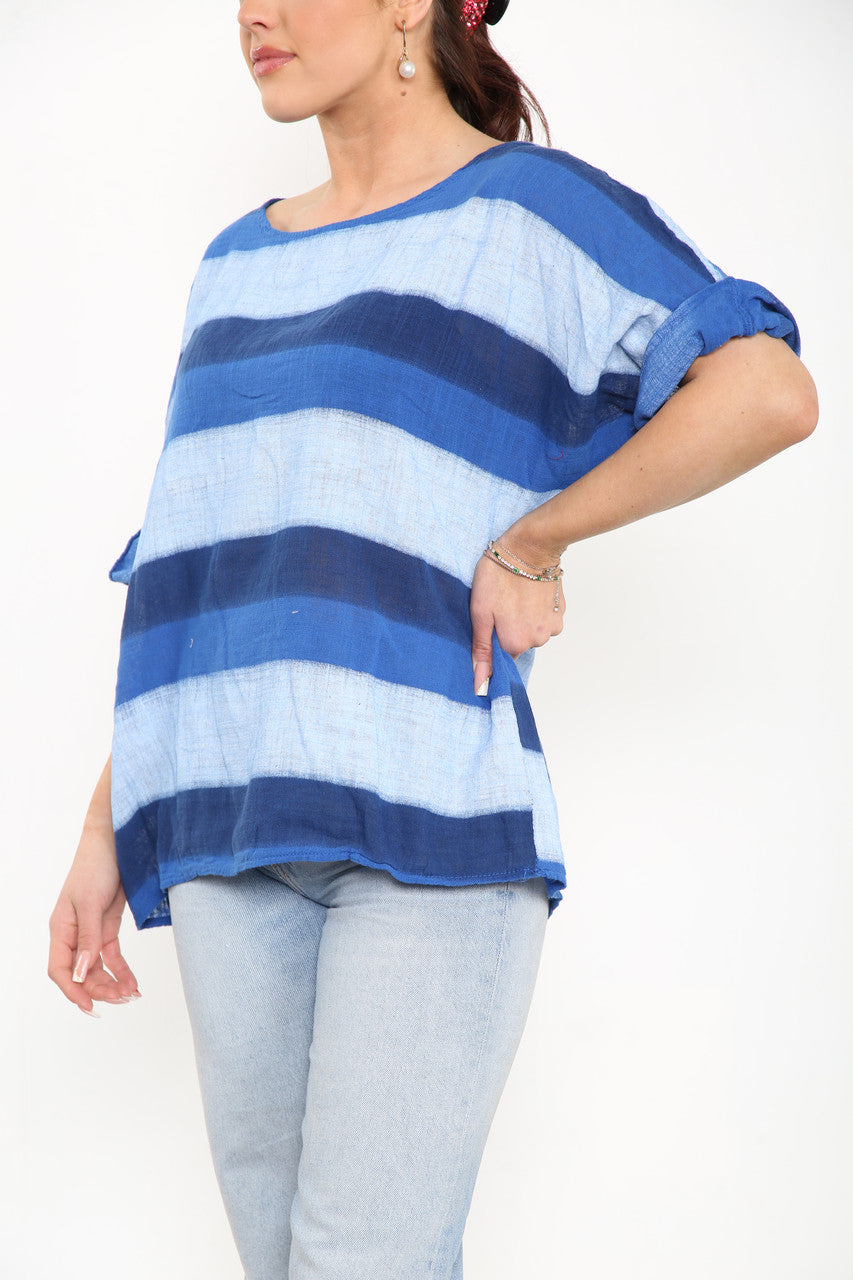 Ladies Ombre Tie Dye Top Royal Blue