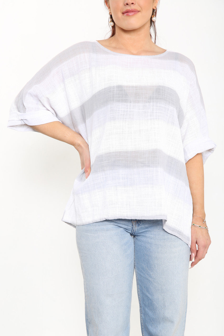 Ladies Ombre Tie Dye Top Grey