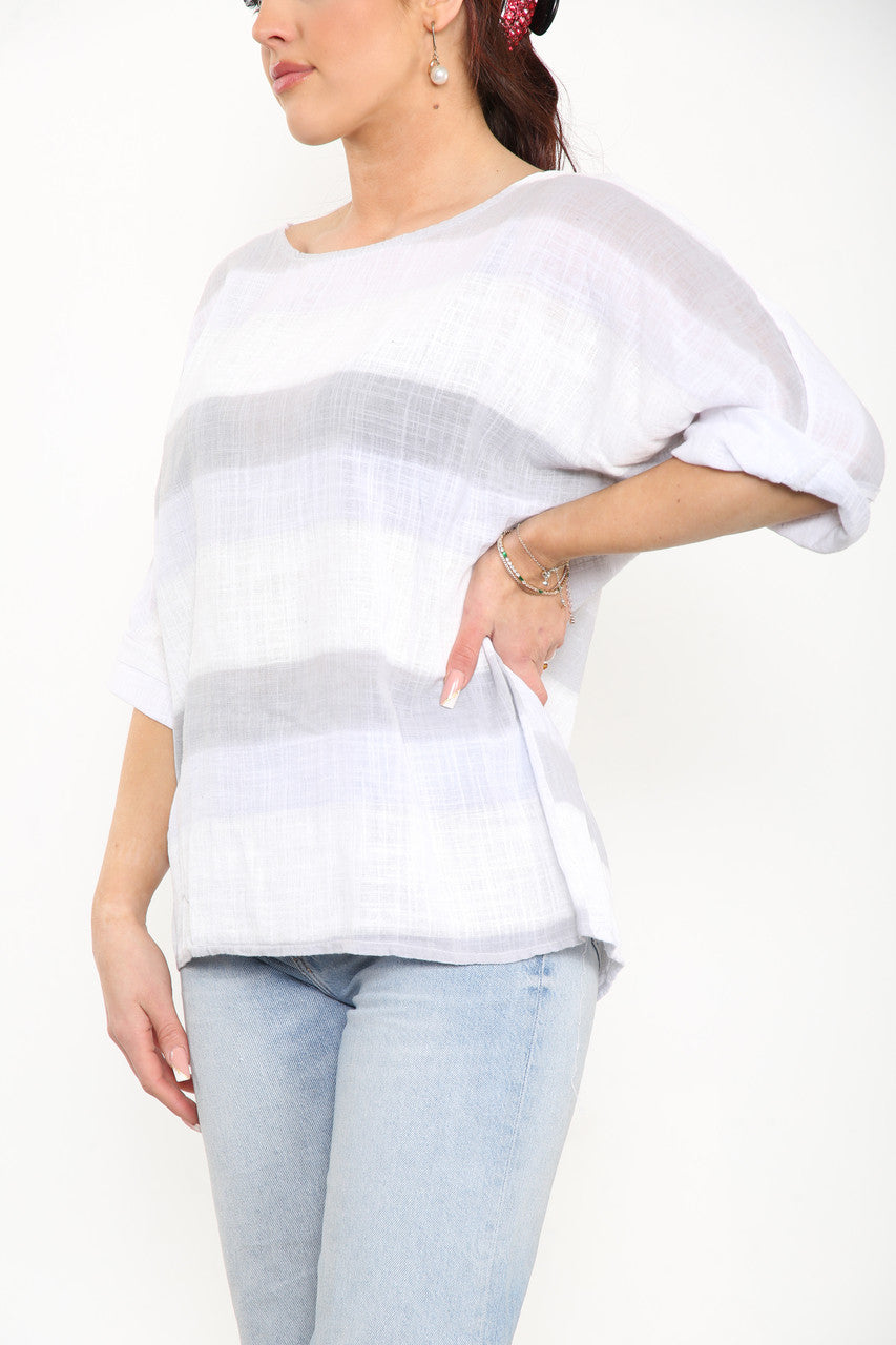 Ladies Ombre Tie Dye Top Grey