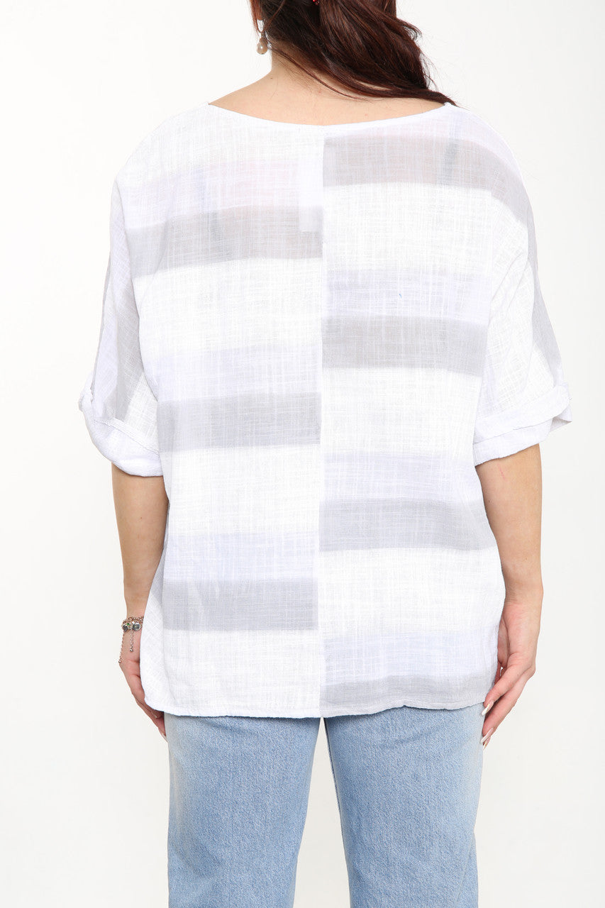Ladies Ombre Tie Dye Top Grey