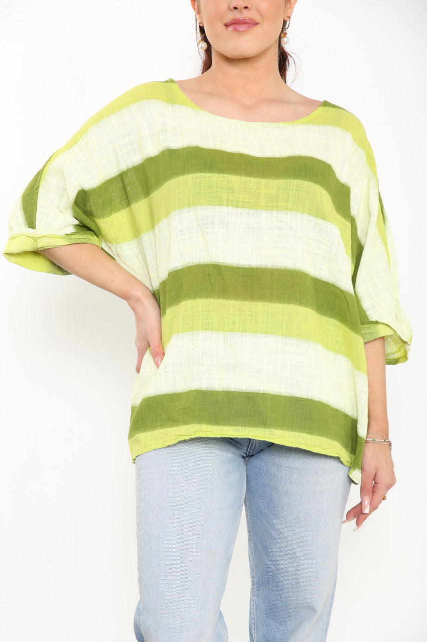 Ladies Ombre Tie Dye Top Lime