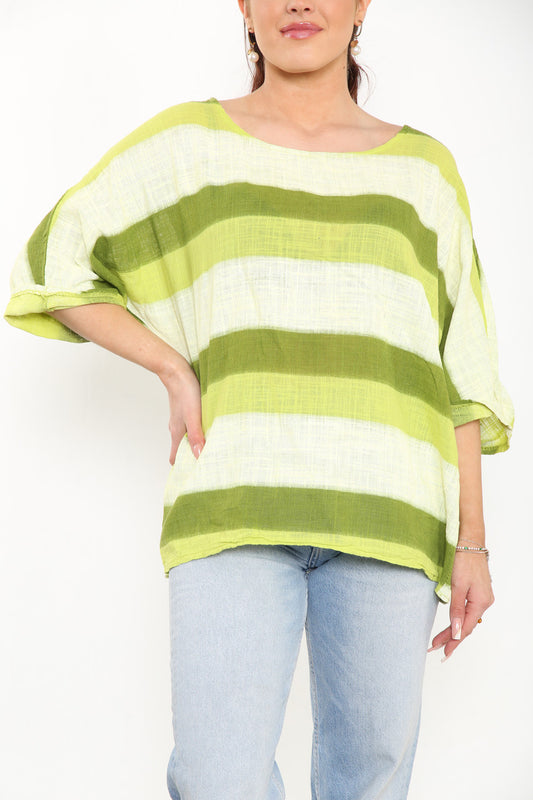Ladies Ombre Tie Dye Top Lime