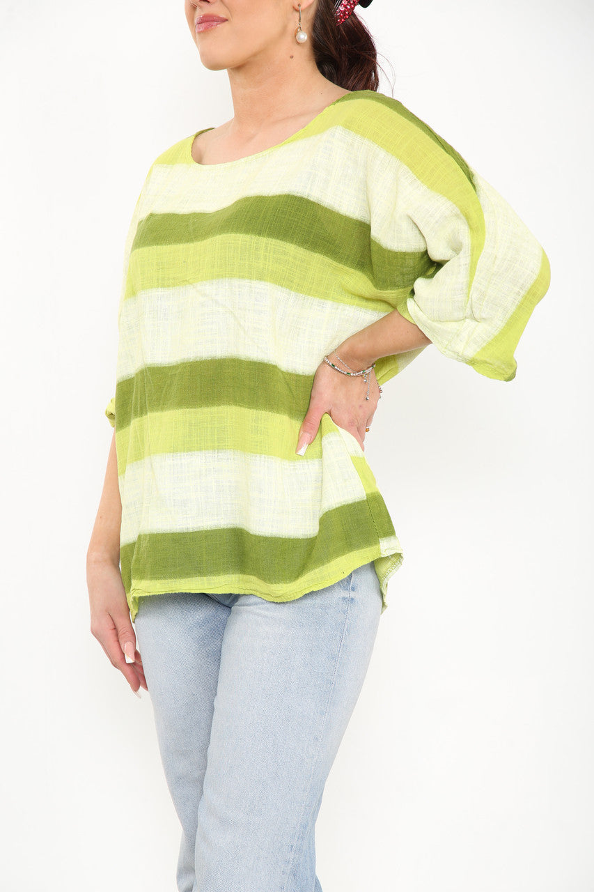 Ladies Ombre Tie Dye Top Lime