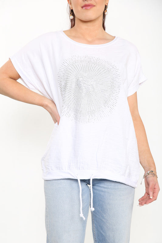 HEART BURST GRAPHIC TOP WHITE