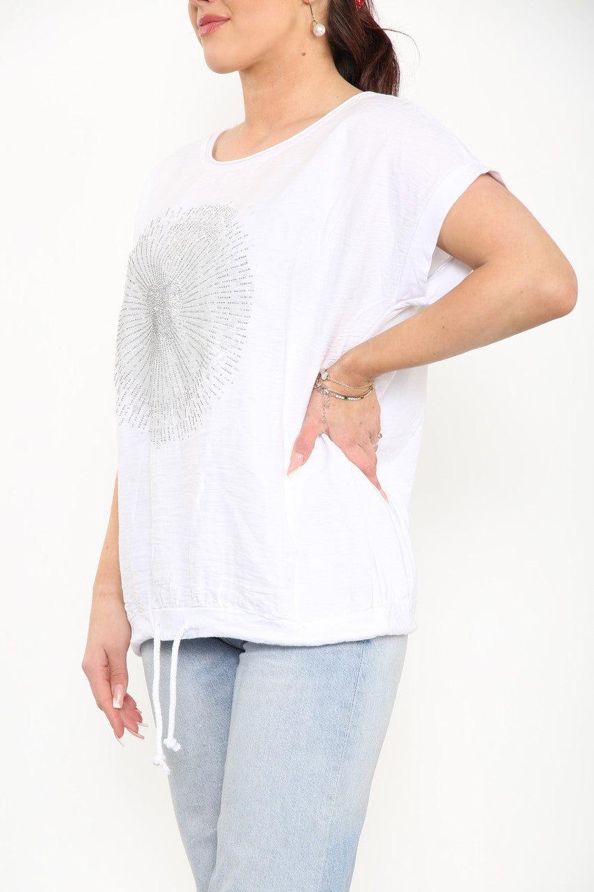 HEART BURST GRAPHIC TOP WHITE