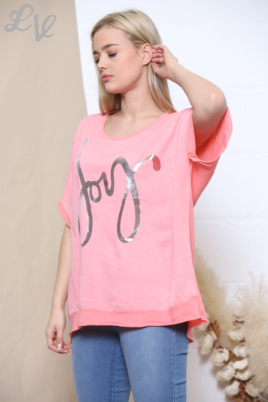 Dames Folie Joy Script Top Koraal