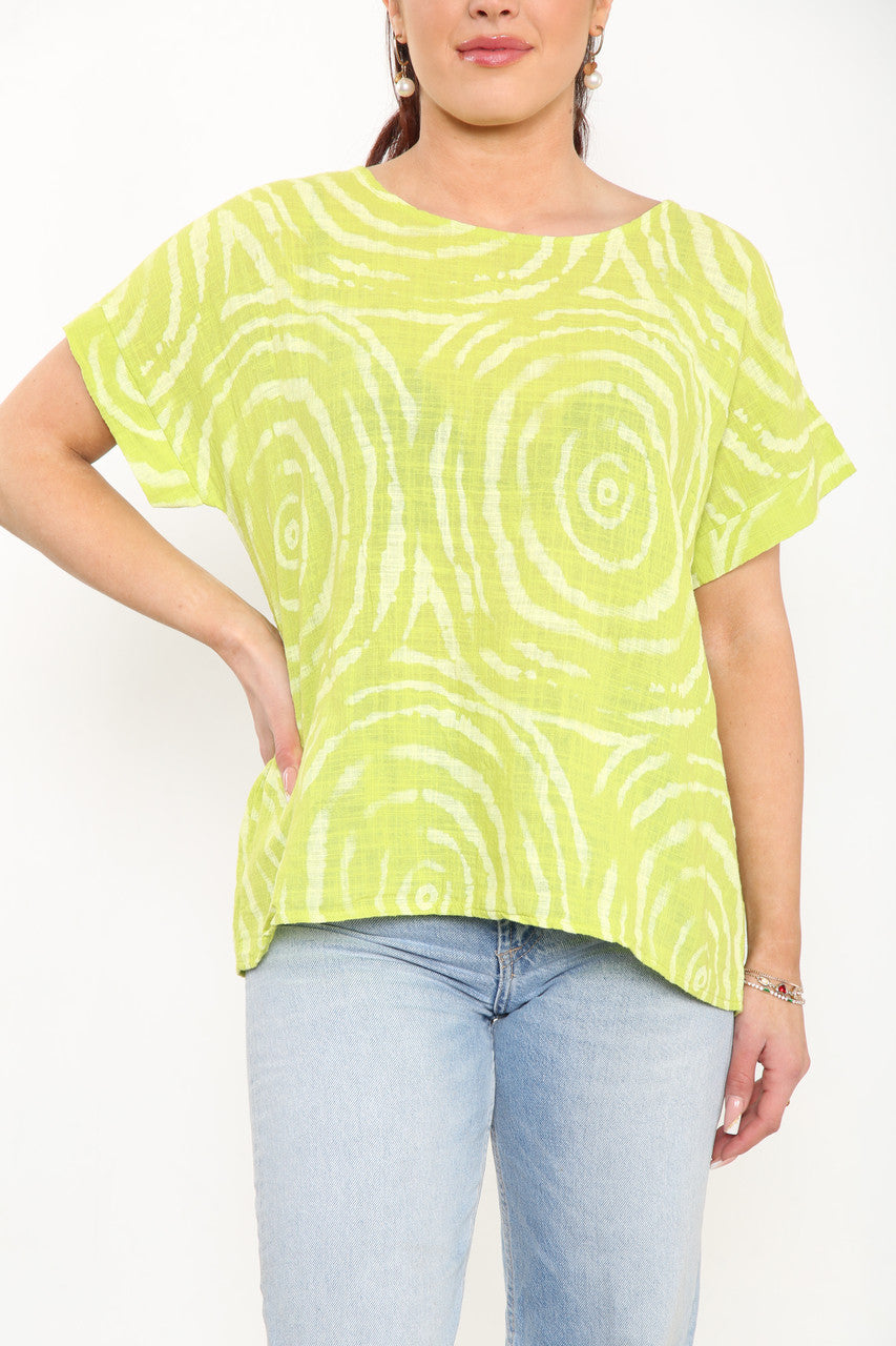 Ladies Swirls Print Top Lime