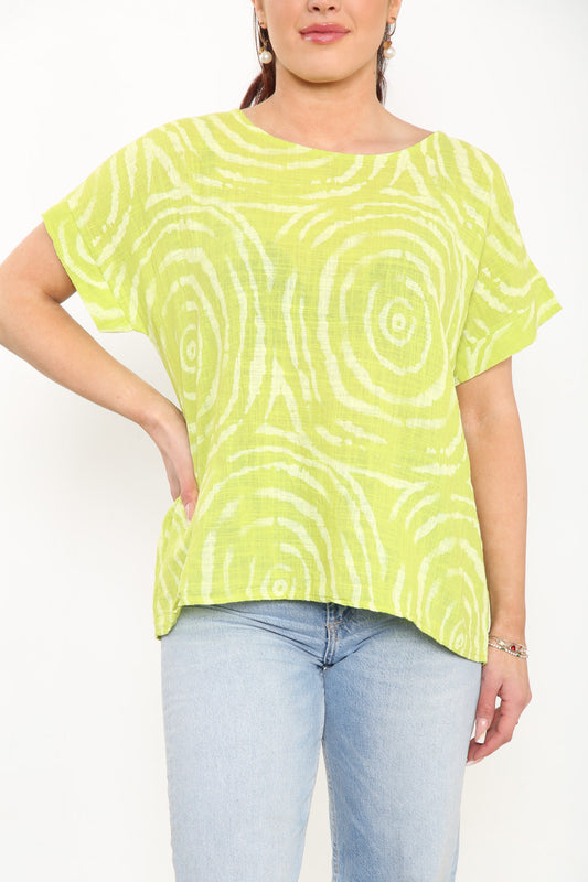 Ladies Swirls Print Top Lime