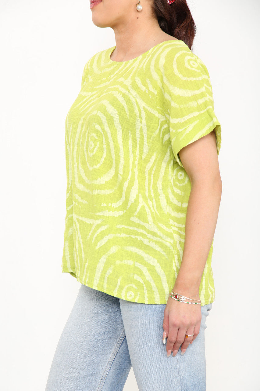 Ladies Swirls Print Top Lime