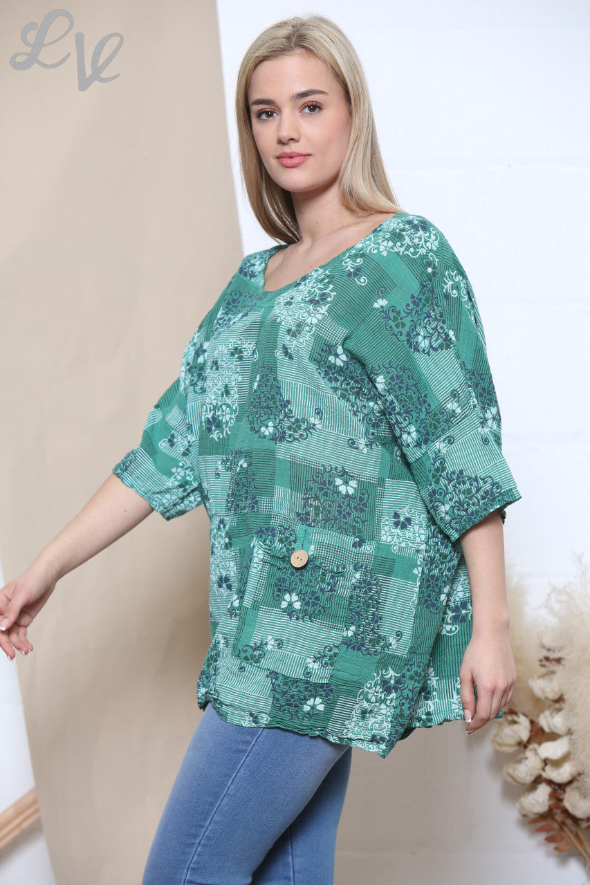 Dames Top met Bloemenprint Groen