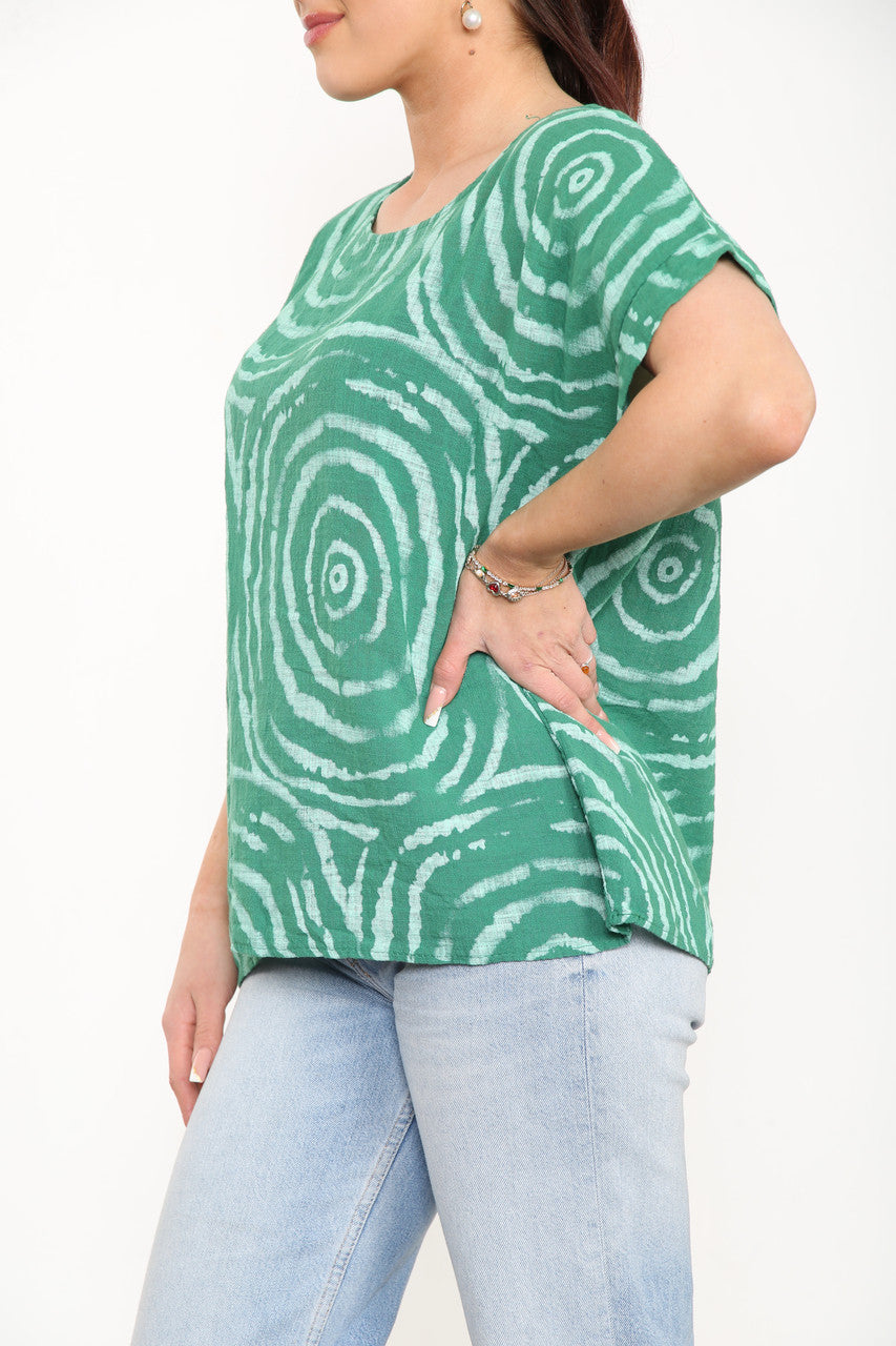 Dames Top met Wervelprint Groen